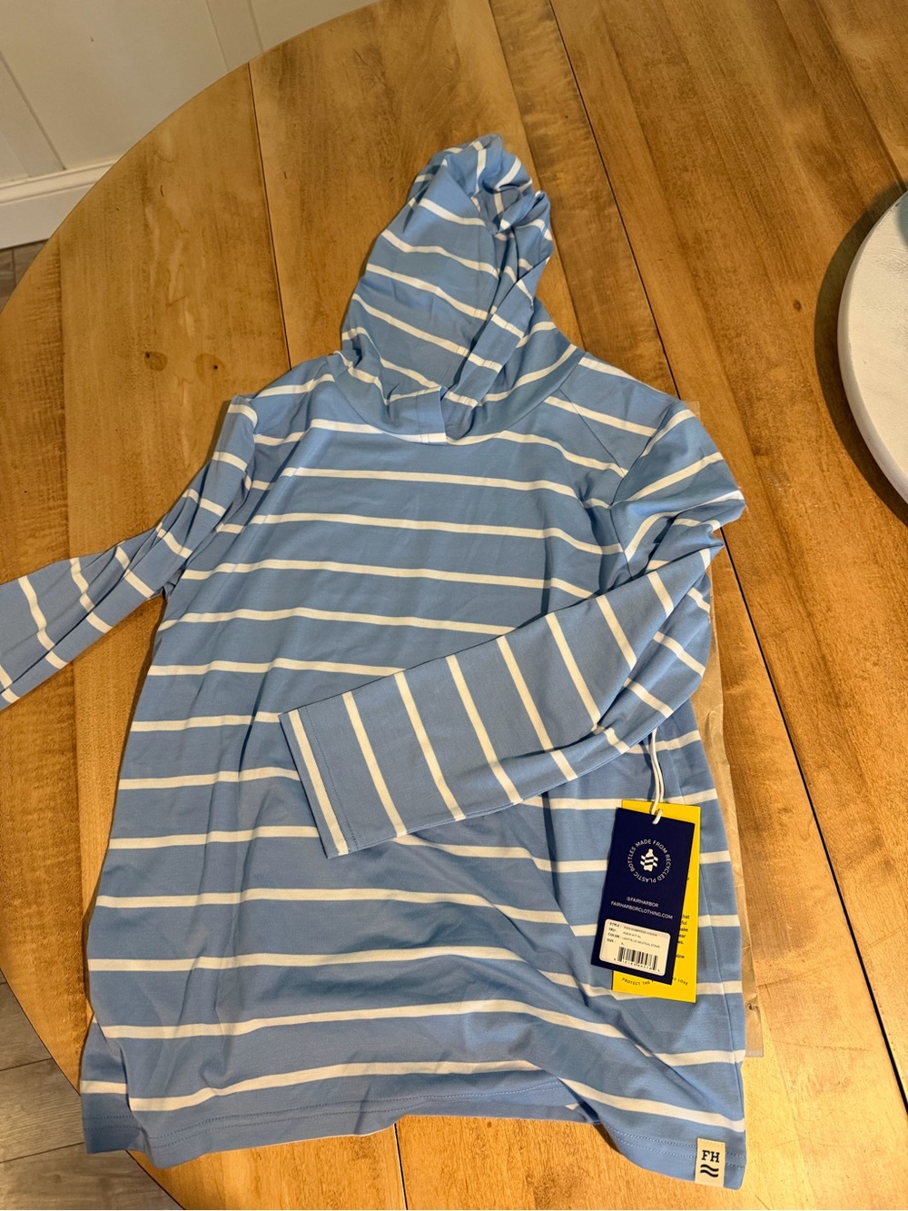 Fair Harbor Blue and White Striped Kids Hoodie